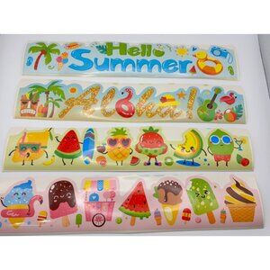 Summer Themed Vinyl Stickers Fruits & Tropical Designs Aloha (Pack of 4)